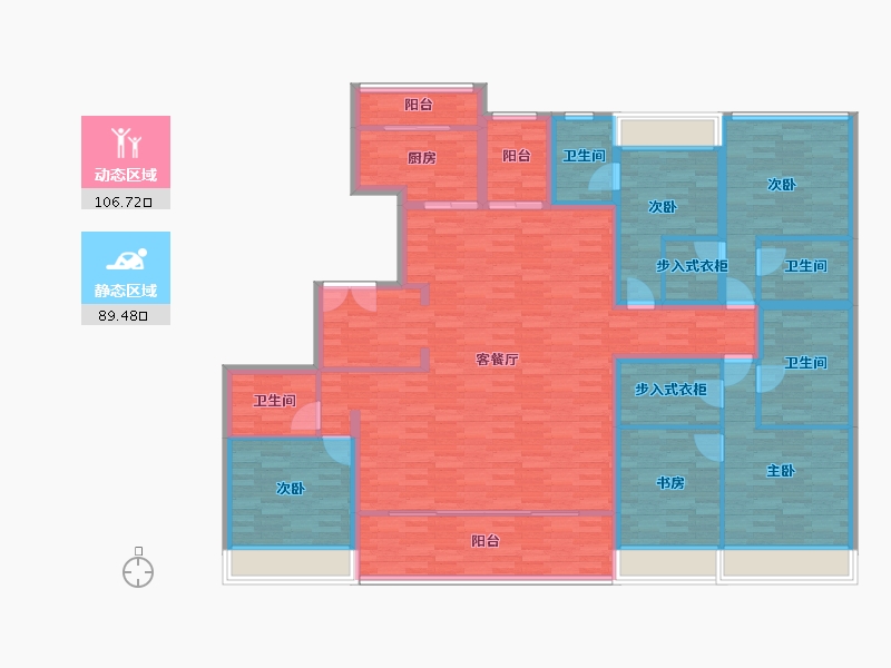 重庆-重庆市-重庆蘭园1号楼,187m²-177.09-户型库-动静分区