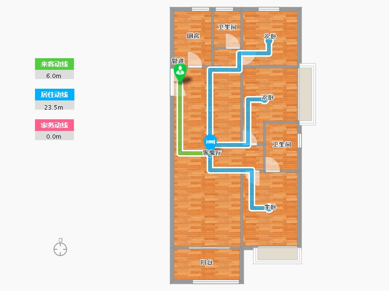 河南省-郑州市-鑫苑金水观城2号楼,3号楼,4号楼,6号楼,7号楼135m²-108.00-户型库-动静线