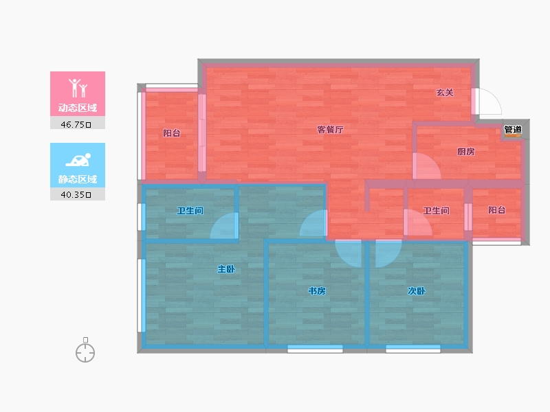 四川省-成都市-万科时代之光二期11号楼,二期14号楼,11号楼,12号楼,13号楼97m²-78.05-户型库-动静分区