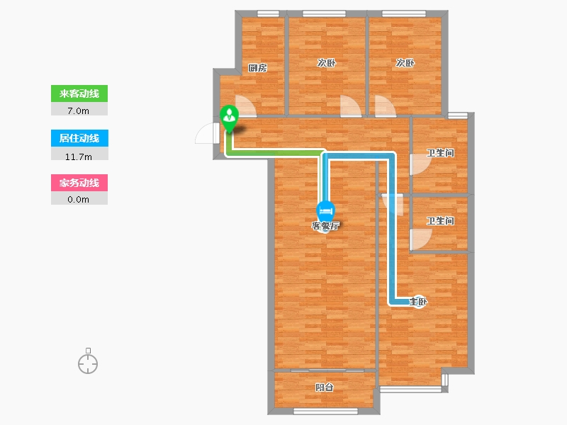 河南省-郑州市-物华国际3号楼131m²-104.80-户型库-动静线