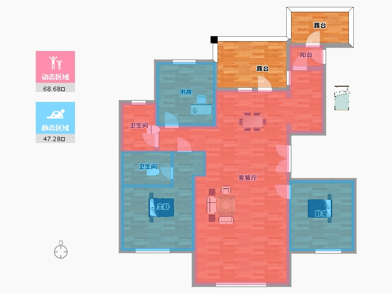 山东省-青岛市-鲁商蓝岸丽舍璟园1，2号楼C2'户150m²-120.39-户型库-动静分区