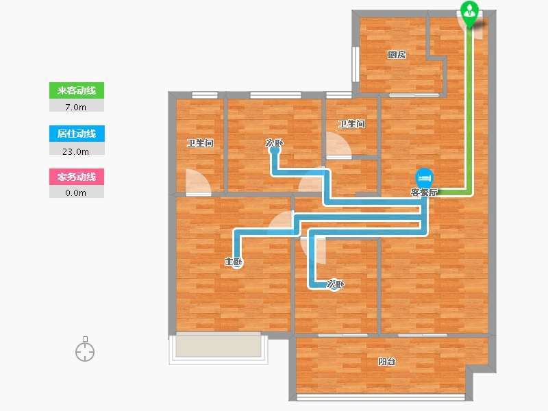 河南省-郑州市-万科美景世玠1号楼128m²-102.40-户型库-动静线