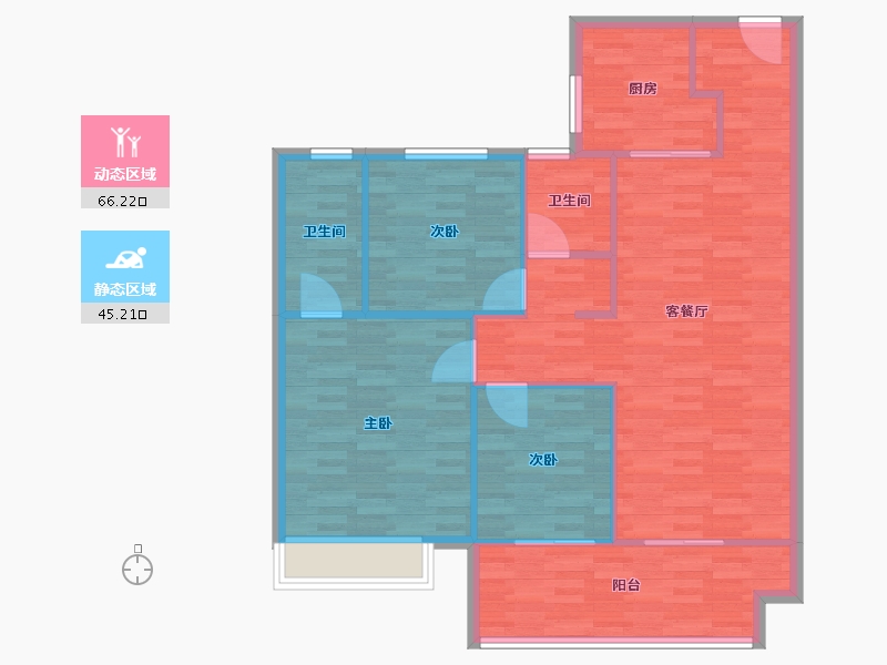 河南省-郑州市-万科美景世玠1号楼128m²-102.40-户型库-动静分区