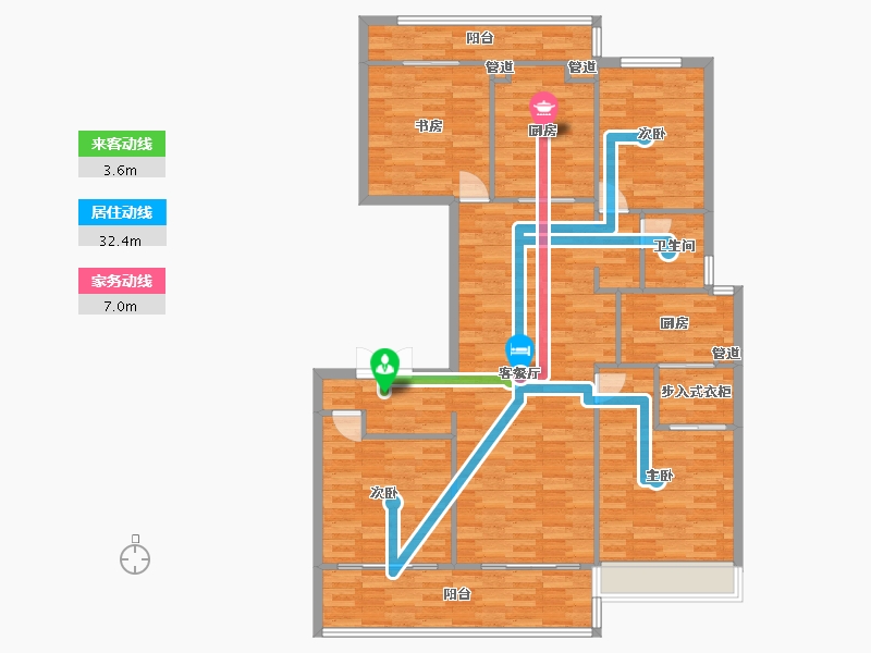 河南省-郑州市-万科美景世玠7号楼,8号楼,13号楼168m²-134.40-户型库-动静线