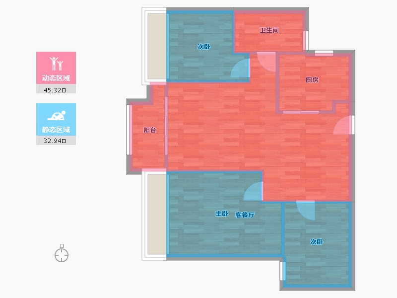 河南省-郑州市-万科世曦9号楼89m²-71.20-户型库-动静分区