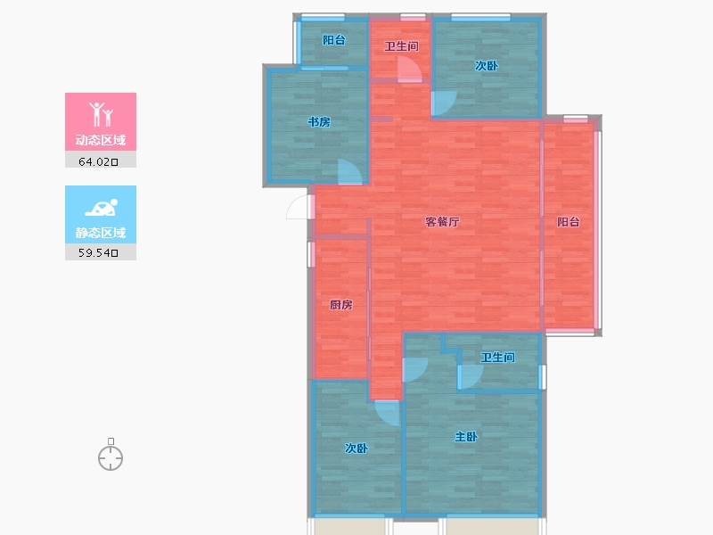 河南省-郑州市-万科世曦3号楼,4号楼,5号楼,6号楼,7号楼,8号楼142m²-113.60-户型库-动静分区