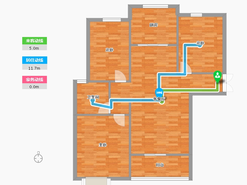 河南省-郑州市-明天香槟花园1号楼,2号楼110m²-88.01-户型库-动静线