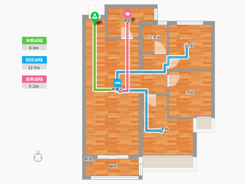 河南省-郑州市-美盛教育港湾一期4,1号,5号楼98m²-78.40-户型库-动静线