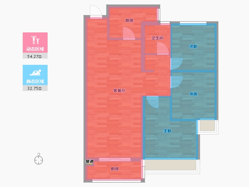 河南省-郑州市-美盛教育港湾一期4,1号,5号楼98m²-78.40-户型库-动静分区