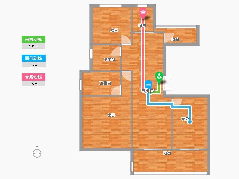 河南省-郑州市-美盛北龙台2号楼,7号楼143m²-113.50-户型库-动静线