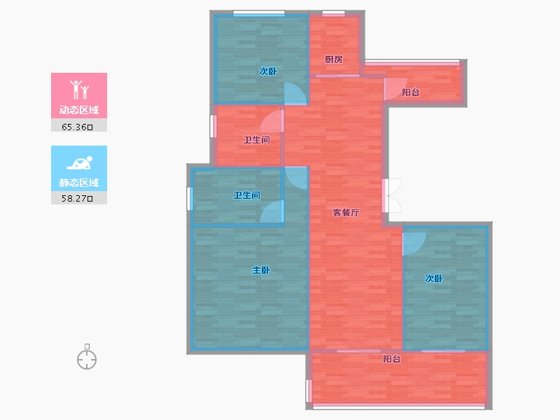 河南省-郑州市-美盛北龙台2号楼,7号楼143m²-113.50-户型库-动静分区