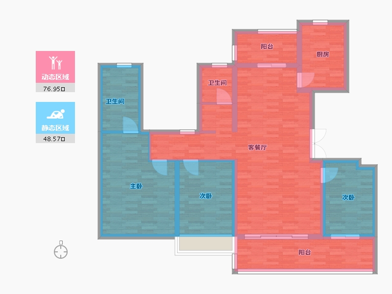 河南省-郑州市-美盛北龙台5号楼143m²-112.55-户型库-动静分区