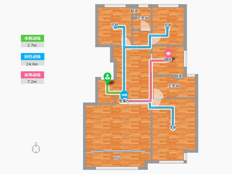 河南省-郑州市-康桥东麓园12号楼132m²-105.60-户型库-动静线