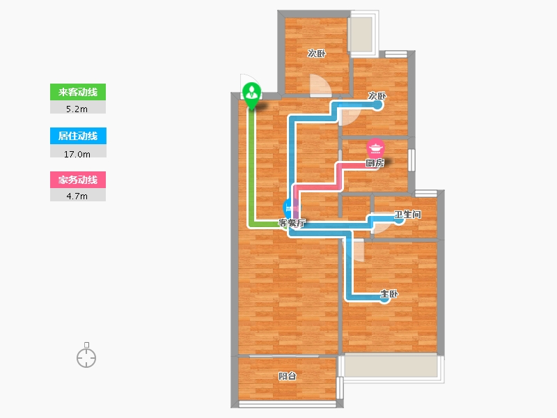 河南省-郑州市-美盛教育港湾一期2,3,5,11号楼89m²-71.21-户型库-动静线