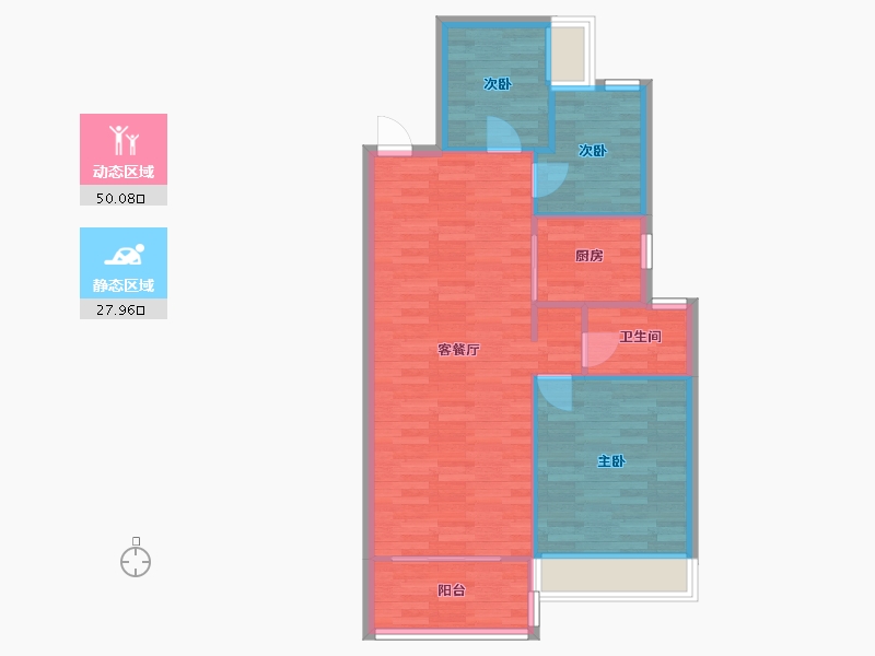 河南省-郑州市-美盛教育港湾一期2,3,5,11号楼89m²-71.21-户型库-动静分区