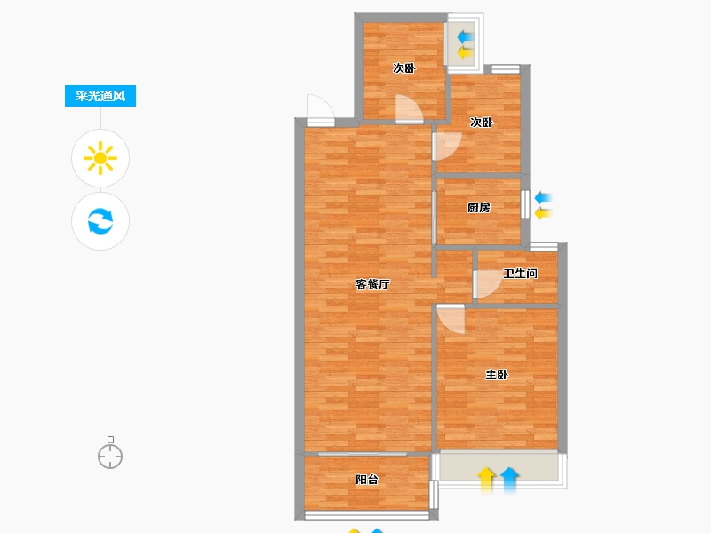 河南省-郑州市-美盛教育港湾一期2,3,5,11号楼89m²-71.21-户型库-采光通风