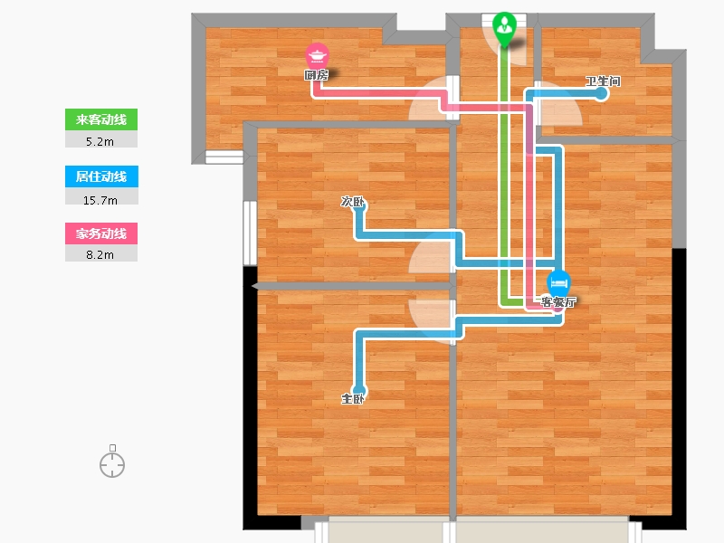 重庆-重庆市-日月光解放碑1号R3栋63m²-62.52-户型库-动静线