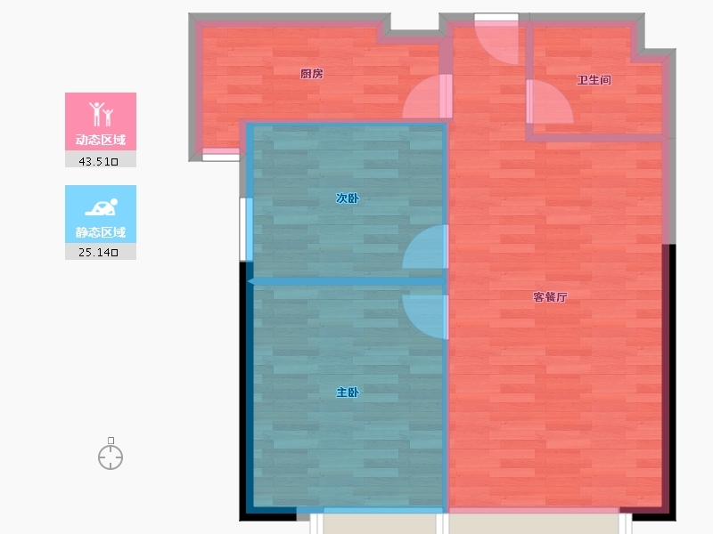 重庆-重庆市-日月光解放碑1号R3栋63m²-62.52-户型库-动静分区