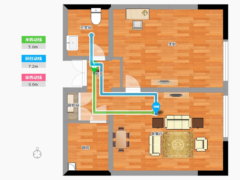 山东省-青岛市-青岛莱阳路8号10号楼1单元02户型83m²-59.56-户型库-动静线