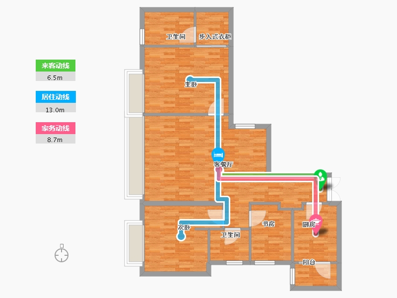 重庆-重庆市-日月光解放碑1号R3栋95m²-95.00-户型库-动静线