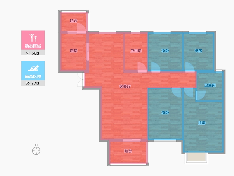 河南省-郑州市-明天香槟花园2号楼139m²-111.19-户型库-动静分区