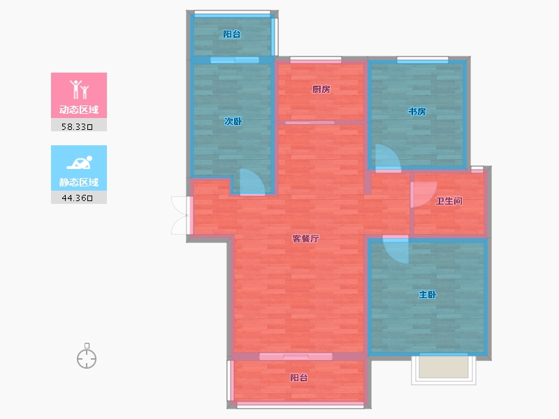 河南省-郑州市-明天香槟花园1号楼,2号楼115m²-92.00-户型库-动静分区