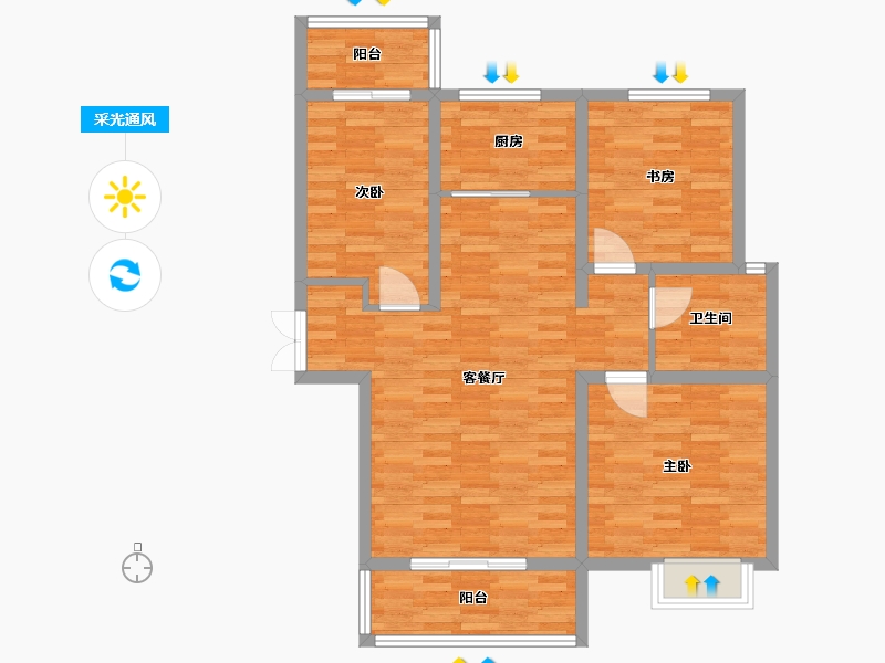 河南省-郑州市-明天香槟花园1号楼,2号楼115m²-92.00-户型库-采光通风