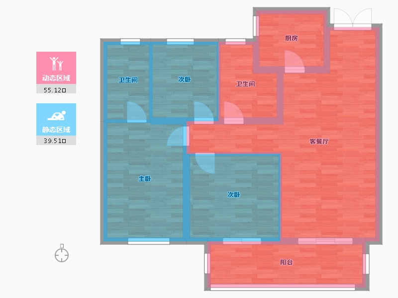 河南省-郑州市-名门翠园106m²-84.80-户型库-动静分区