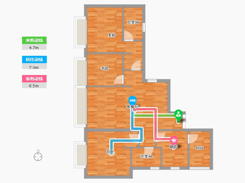 重庆-重庆市-日月光解放碑1号R3栋88m²-88.00-户型库-动静线