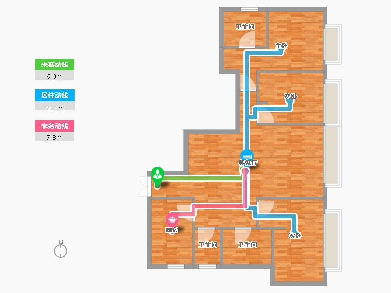 重庆-重庆市-日月光解放碑1号R3栋110m²-110.01-户型库-动静线