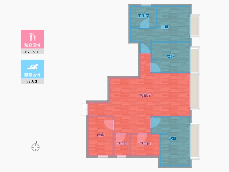 重庆-重庆市-日月光解放碑1号R3栋110m²-110.01-户型库-动静分区