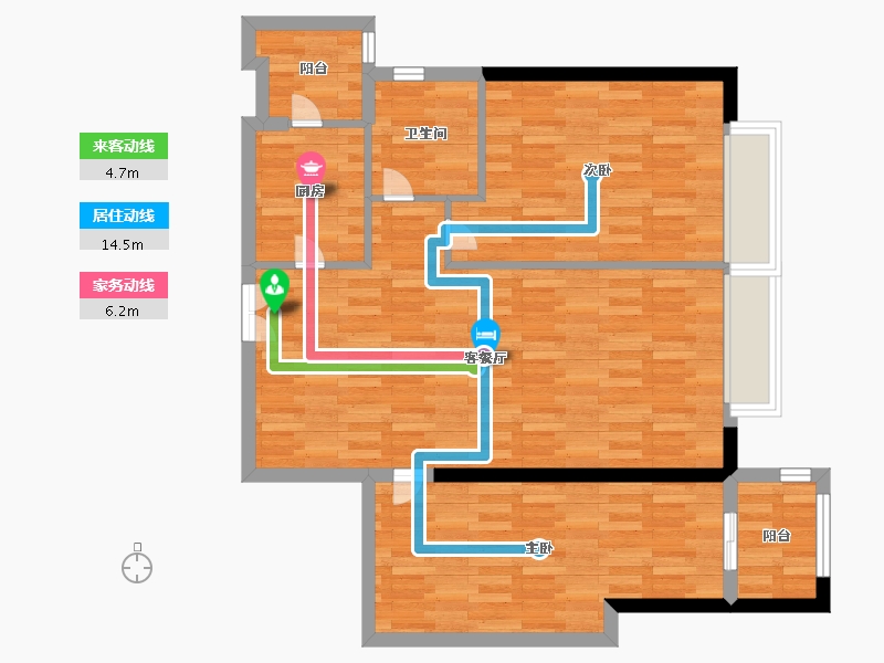 重庆-重庆市-日月光解放碑1号R3栋84m²-83.99-户型库-动静线