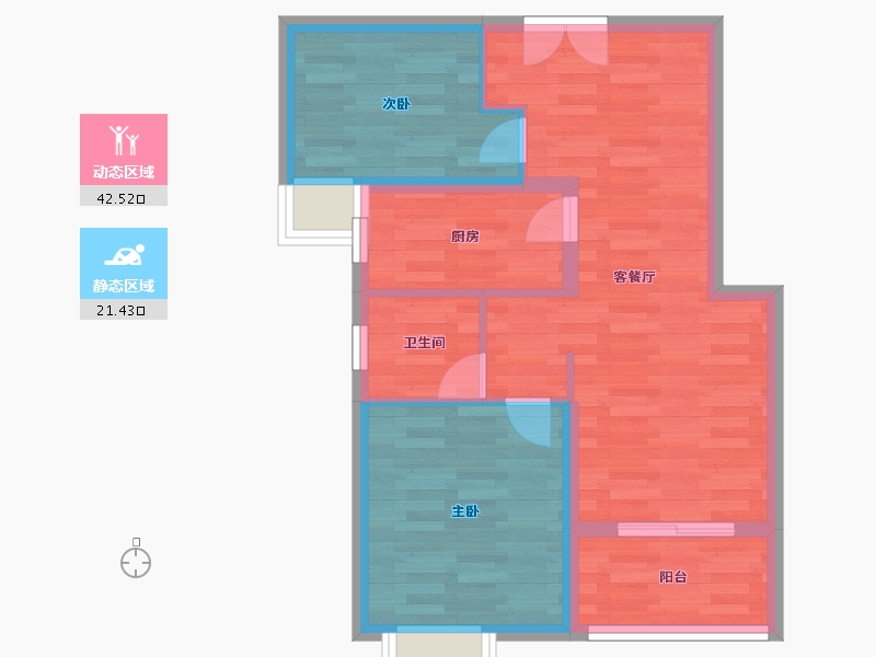 河南省-郑州市-明天香槟花园2号楼71m²-56.80-户型库-动静分区