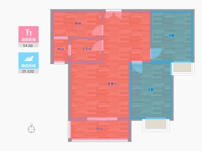 河南省-郑州市-明天香槟花园1号楼,2号楼89m²-71.20-户型库-动静分区