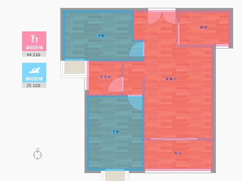 河南省-郑州市-明天香槟花园1号楼,2号楼79m²-63.20-户型库-动静分区