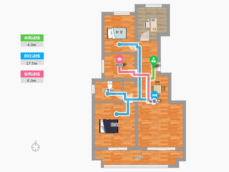 陕西省-西安市-金开御府100m²-77.08-户型库-动静线