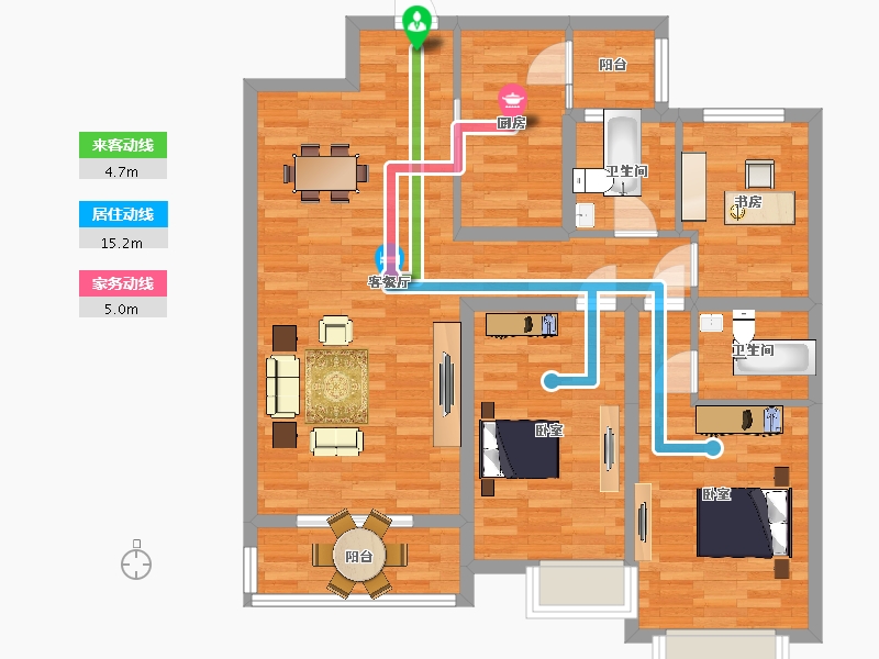 陕西省-西安市-群星盛唐毓城117㎡-93.24-户型库-动静线