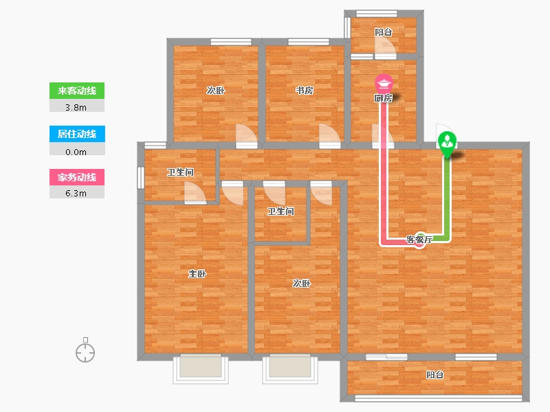 陕西省-西安市-群星盛唐毓城169㎡-136.99-户型库-动静线