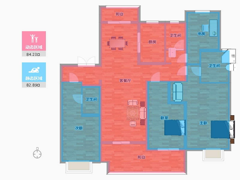 陕西省-西安市-高新骊山下的院子188㎡-149.99-户型库-动静分区