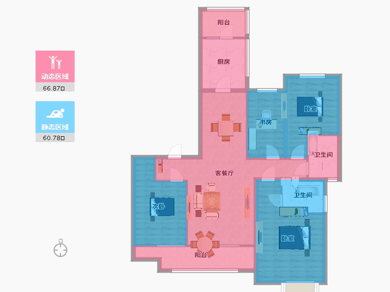 陕西省-西安市-群星盛唐毓城143㎡-114.53-户型库-动静分区