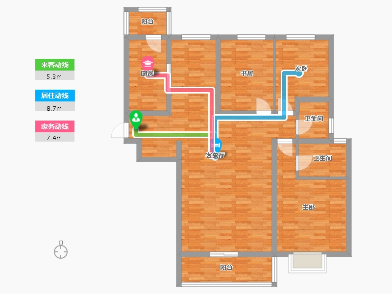 陕西省-西安市-群星盛唐毓城136㎡-109.01-户型库-动静线