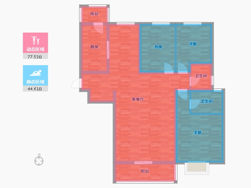 陕西省-西安市-群星盛唐毓城136㎡-109.01-户型库-动静分区