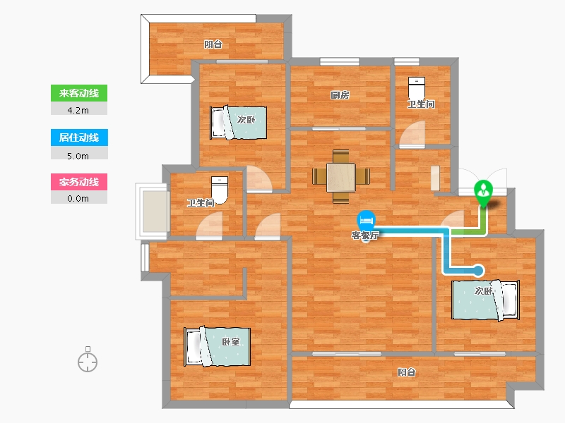 陕西省-西安市-高新骊山下的院子132㎡-106.00-户型库-动静线