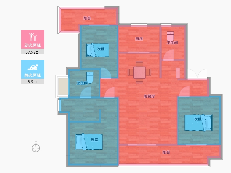 陕西省-西安市-高新骊山下的院子132㎡-106.00-户型库-动静分区