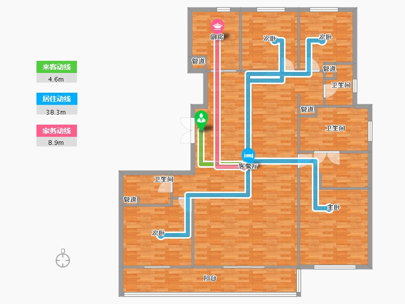 河南省-郑州市-融创金林金水府9号楼218m²-174.40-户型库-动静线