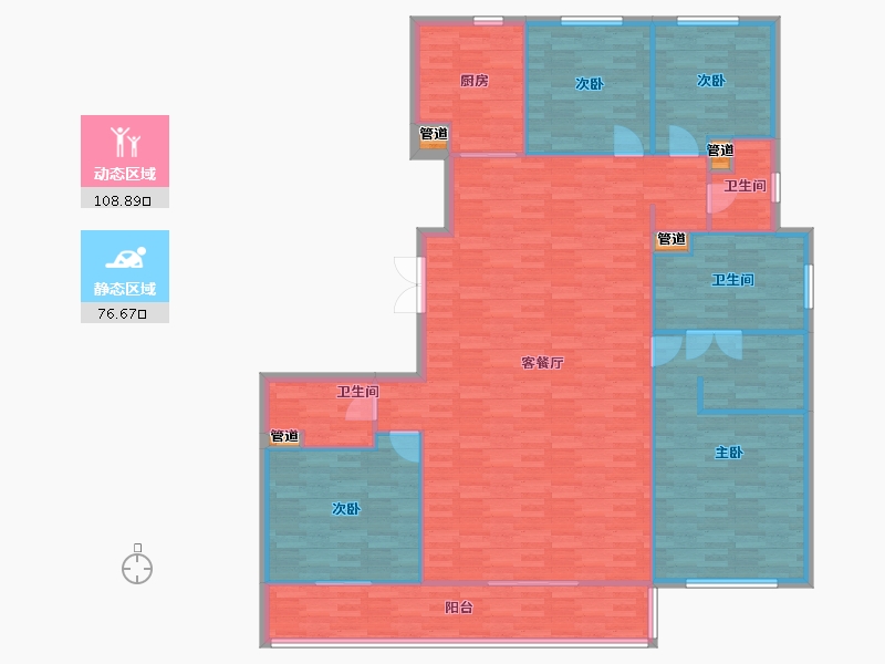 河南省-郑州市-融创金林金水府9号楼218m²-174.40-户型库-动静分区