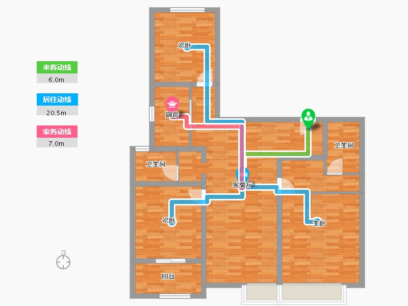 河南省-郑州市-融创蘭园9号楼126m²-100.80-户型库-动静线