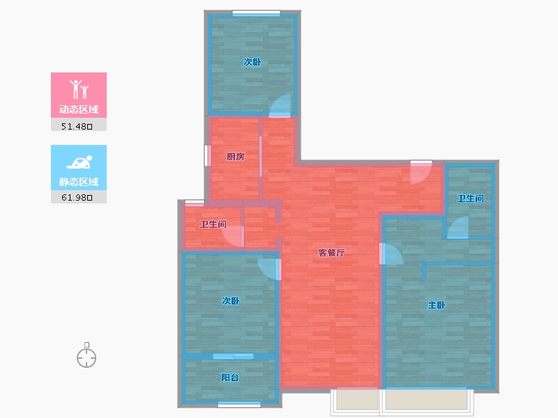 河南省-郑州市-融创蘭园9号楼126m²-100.80-户型库-动静分区