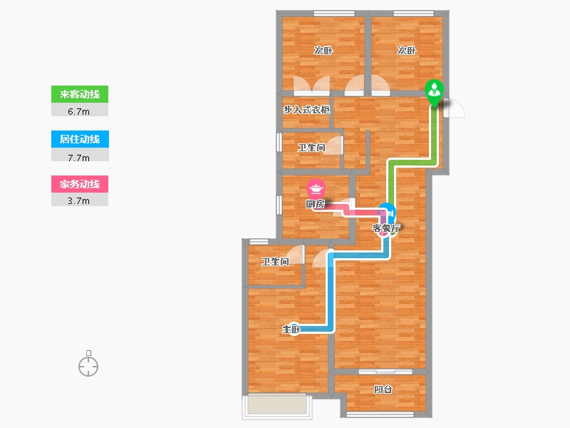 河南省-郑州市-融创蘭园9号楼124m²-99.21-户型库-动静线