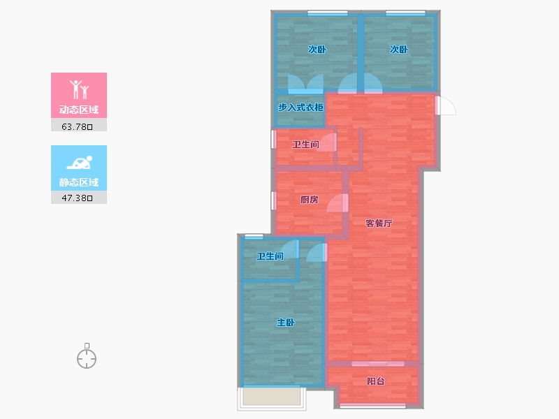 河南省-郑州市-融创蘭园9号楼124m²-99.21-户型库-动静分区